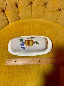 Plato de mantequilla cubierto con patrón de huerto Amcrest Japón de colección horno de gres izquierdo OK - Imagen 1 de 12