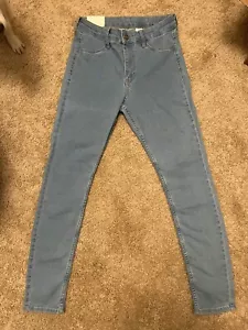 h&m women's jeans size 6 skinny stretch denim mid rise Light wash casual blue - Picture 1 of 6