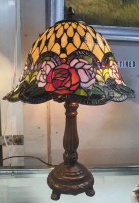 Tiffany Style Table Lamp Flowers ~ 22" Tall  - Image 1 of 4