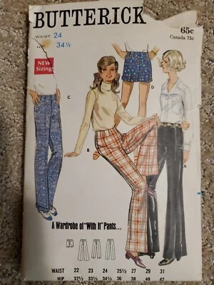Pantalones Cortos De Colección Butterick 5304 Patrón de Costura Misses Años 60 Dardos Cintura 24 Foto 1 de 2
