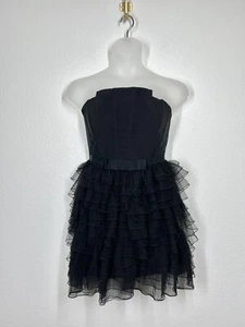 Robert Rodriguez Black Tulle Tiered Strapless Mini Dress Size 8 Corset - Picture 1 of 6