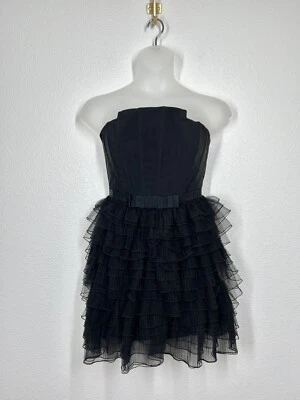 Robert Rodriguez Black Tulle Tiered Strapless Mini Dress Size 8 Corset - Image 1 of 4