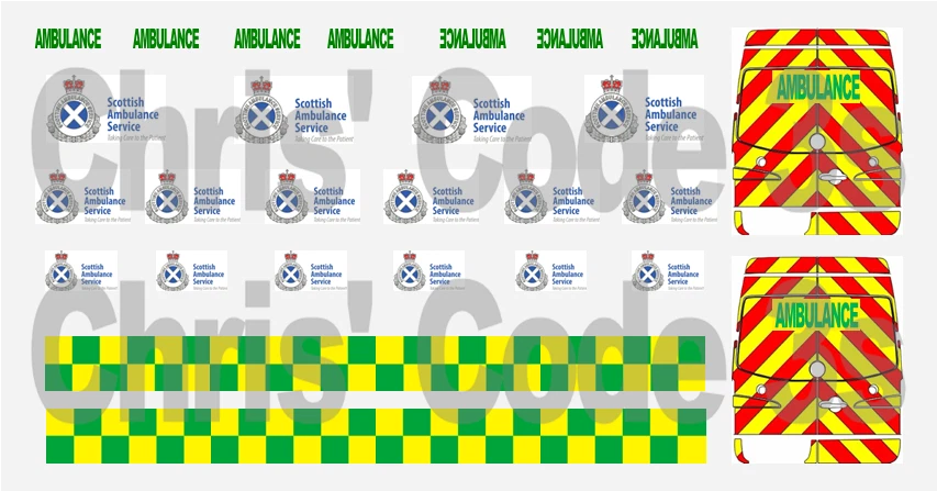 Code 3 Adhesive Vinyl Decals suit 1/43 1/50 - Scottish Ambulance - Sprinter - Image 1 of 1