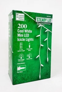 HOME ACCENT HOLIDAY Steady Lit 200 Cool White Mini LED Icicle Lights, 17.5 ft. - Picture 1 of 3