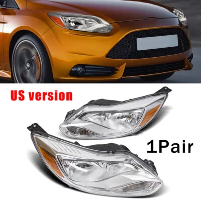 For 2012 2013 2014 Ford Focus Chrome Headlight Headlamp Replacement Left & Right - Image 1 of 4