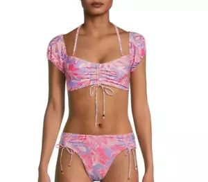 Women Time and Tru Printed Off Shoulder Swim TOP ONLY Multi Color S(4/6) #CX - Picture 1 of 1