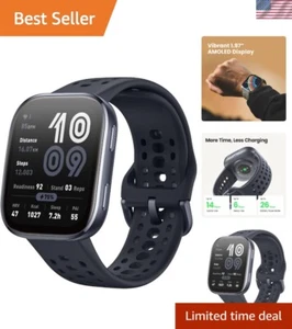 Smart Watch Black 46mm AMOLED GPS Fitness Sleep Heart Rate Water Resistant - Photo 1 sur 10
