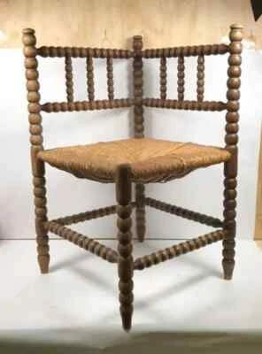 Antiga bobina vitoriana virada 3 cadeiras de canto tecido bobina de assento de corrida Bélgica? - Imagem 1 de 3