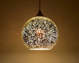 Luci da soffitto Firwork vetro globo metallo luce ciondolo raccordi barra glitter palla - Foto 1 di 24