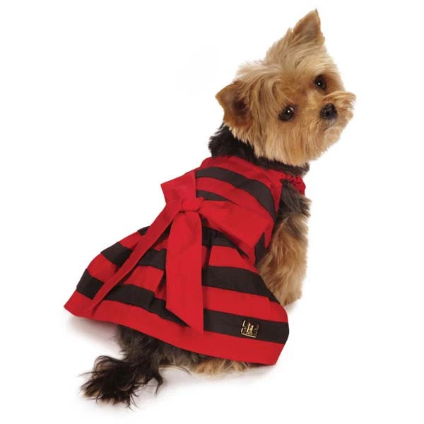 Vestido M. Isaac Mizrahi Leopardo Rayas Perro Mascota Rojo Diseñador Vestidos Perros Foto 1 de 1