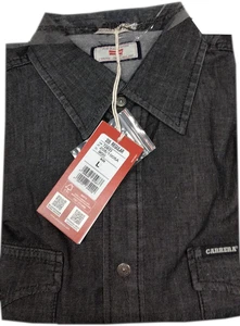 CAMICIA UOMO Jeans manica lunga taschini M L XL XXL XXXL CARRERA denim nero - Picture 1 of 1