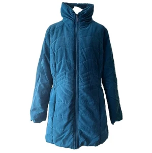 BHS Dark Teal Long Soft Velour Coat Turquoise Size 18 - Picture 1 of 4