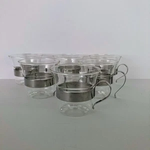 Set 6 tazze da tè caffè vintage tedesche Schott Mainz JENA-er argento - Foto 1 di 7
