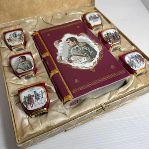 1950s Vintage Limoges Empty Book Bottle Shot Glass Set Of 6 w/Box - Picture 1 of 10