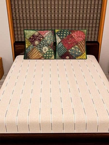 JUEGO DE 2 PIEZAS 24" Cojín Funda Almohada Tiro Pesado Patchwork Sari Cuentas Cuadrado - Imagen 1 de 10