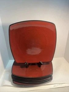 6 Gibson Elite rot mit schwarzem Rand Quadratisch 10,5" Essteller - 1673 - Bild 1 von 8