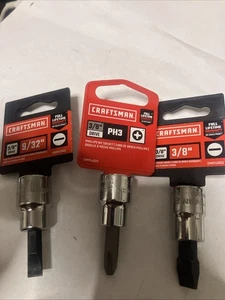 Craftsman 3/8 Drive Phillips Head (PH3) CMMT44372  42652 9/16 & 42653  3/8 - Bild 1 von 4