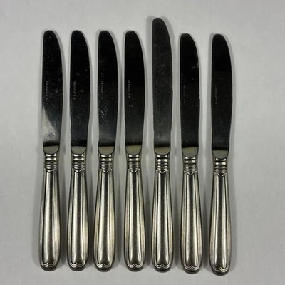 Lote de 7 cuchillos de mesa de acero inoxidable WA Rogers mango liso cubiertos vintage Foto 1 de 4