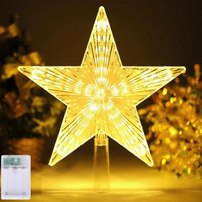 Christmas Tree Topper Star Warm White Light,Star Tree Topper for Christmas LED