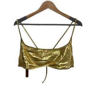 Skims Metallic Swim Micro Scoop Bikini Top Womens 4X Gold Shine Swimwear NWT - Picture 1 of 3