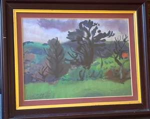 Curd Lessig (German, 1924-2019) Landscape Oil Painting On Paper. Original 1977 - Picture 1 of 14
