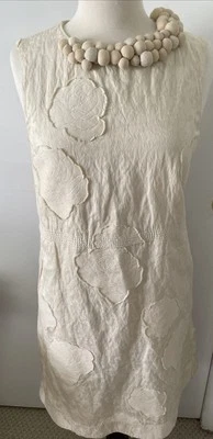 Piazza Sempione Italy Appliquéd  Floral Elegant Cream Dress Sz Italy 44 - Image 1 of 4