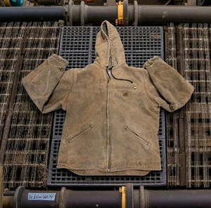 Carhartt J141 Sierra Jacket Hooded Sherpa Lined Canvas Tan Distressed XLT *READ* - Picture 1 of 19