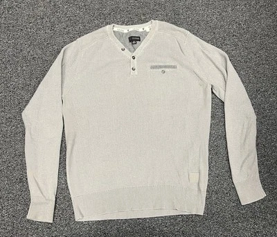 Guess Pullover Sweater V-neck Waffle Henley Small grey sweater - Image 1 of 4