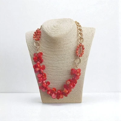 Colllana Corallo Bambù e Catena Dorata – Pezzo unico  62 cm  - Immagine 1 di 4