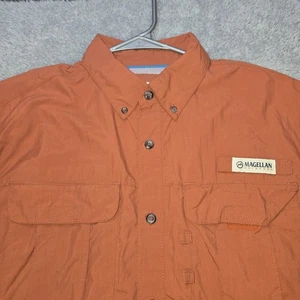 Magellan Outdoors Button-Down Shirt Mens Small Orange Long Sleeve Fish Gear - Picture 1 of 7