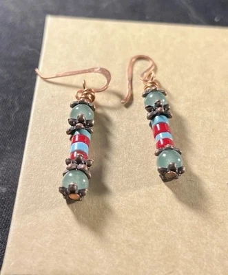 Pendientes, Aventurina Verde, Coral Rojo, Turquesa Foto 1 de 4