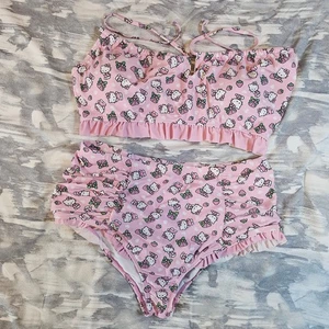 Costume da bagno bikini Hello Kitty bagno rosa con volant donna XL crociera vacanze - Foto 1 di 6