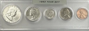 1963-P Mint 5-Coin Year Set BU/AU 90% Silver Whitman Case No Mintmark Set #1 - Picture 1 of 6