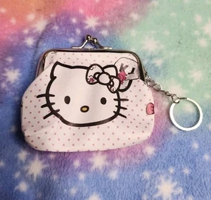 Hello Kitty Dot Coin Snap Purse Keychain Kawaii Sanrio Travel Gift Teen Wallet - Picture 1 of 4