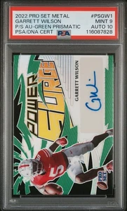 2022 Leaf Pro Set Metal Green Prismatic Garrett Wilson /15 PSA 9 MINT AUTO 10 - Picture 1 of 2