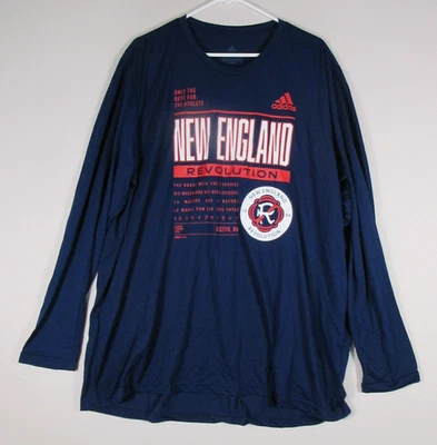 Adidas Mens New England Revolution Gear Revolution T-Shirt Size 2XL Blue - Image 1 of 4