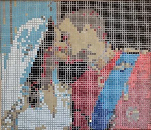 ALAN WYNNE MOSAIC ORIGINAL The Royal Couple Kate & William  "The Kiss"  PAINTING - Picture 1 of 1
