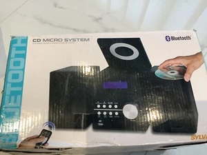 Sylvania SRCD804BT CD Microsystem with Radio & Bluetooth, Black - Picture 1 of 4
