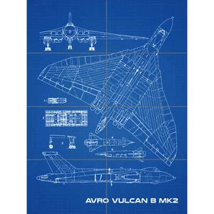 Avro Vulcan Strategic Bomber Aircraft Blueprint Plan XL Giant Panel Poster - Picture 1 of 4