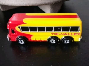 Vintage Micro Machines Touring Bus Tri-Valley Galoob Yellow Red Stripe 1989 - Picture 1 of 5