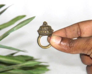 1800's Antique Bronze Finger Ring Unique Shape Handcrafted Old Original - Picture 1 of 8