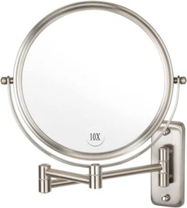 Wall Mounted Makeup Mirror - 10x Magnification 8'' Two-Sided Swivel Extendable - Picture 1 of 7