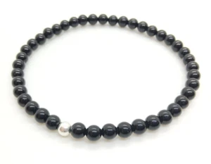 Black Tourmaline Natural Gemstone Bracelet Therapeutic 4mm - Picture 1 of 4