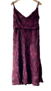 Autograph Purple Devore Slip Dress Size 14 Plum Strappy Crossover Wrapover Cami - Picture 1 of 8