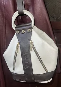 Valentina Italy Two Tone White Leather Convertible Purse Backpack Shoulder Bag - Picture 1 of 12