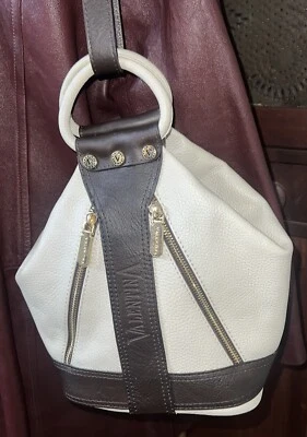 Valentina Italia Dos Tonos Cuero Blanco Convertible Cartera Mochila Bolso de Hombro  Foto 1 de 4