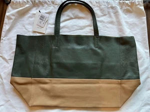 CELINE Horizontal Cabas Leather Tote Bag Bicolor Orange Bordeaux Used Phoebe Era - Picture 1 of 10