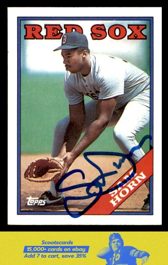 1988 Topps Sam Horn RC/Rookie IP Auto/autograph card #377 Boston Red Sox - Image 1 of 2