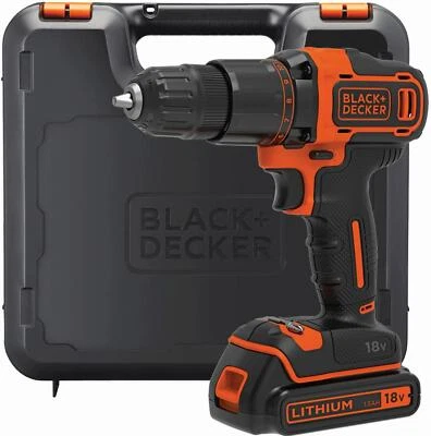 BLACK+DECKER 18V Cordless 1.5Ah Hammer Drill Kit Box BCD700S1KQ-GB - Image 1 of 4