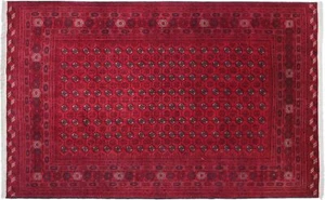 Afghan Mauri Teppich 200x300 Handgeknüpft Rot Geometrisch Orient Kurzflor g - Picture 1 of 8